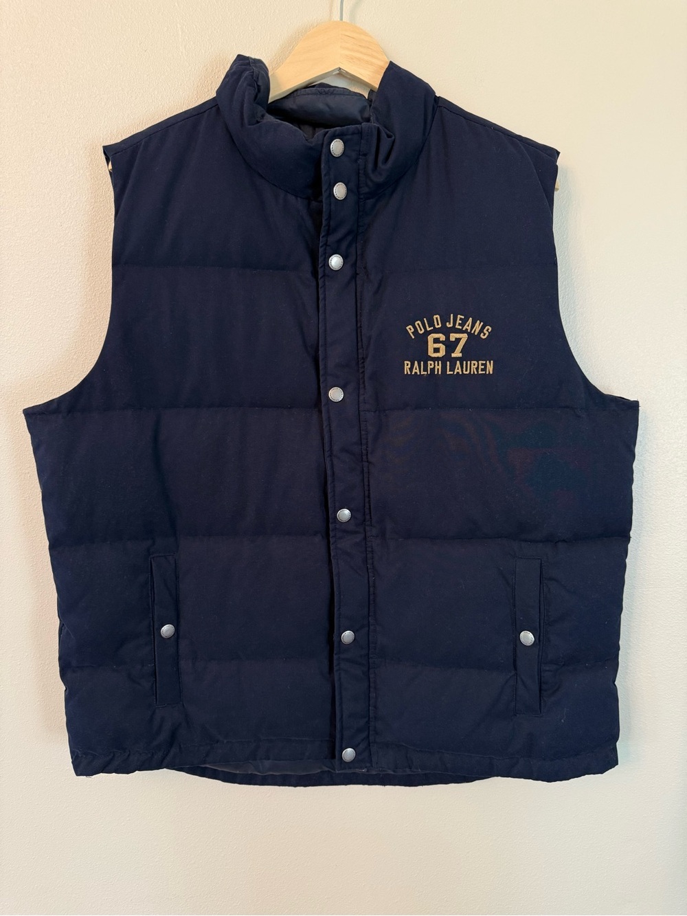 Polo Ralph Lauren Puffer Vest Navy Down Quilted Size L Vintage
